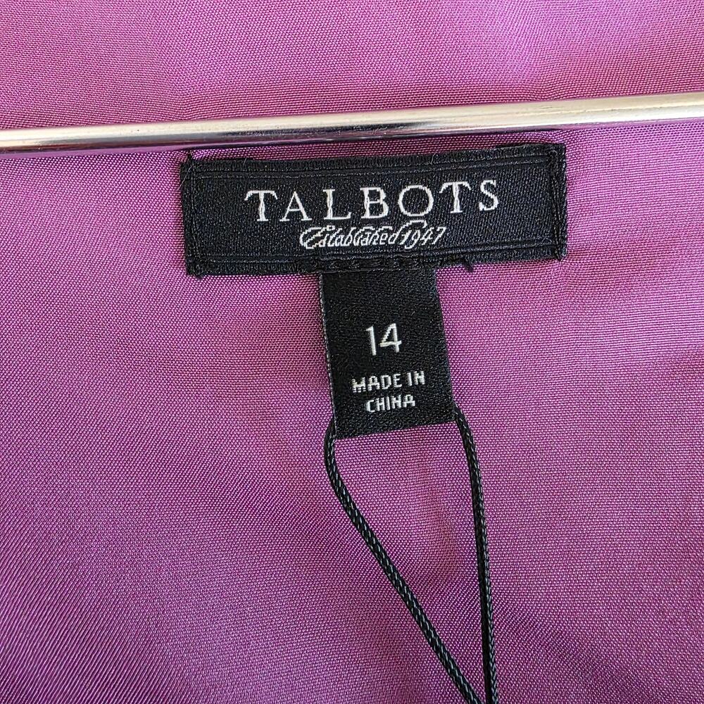 Talbots Silk Sleeveless Top Textured Petal Appliqué Fuchsia Pink Women Size 14 - Picture 7 of 10